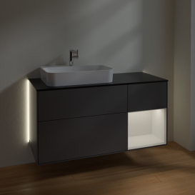 Тумба под раковину Villeroy & Boch Finion 120х50,1 см с подсветкой МДФ антрацит матовый лак/стекло черное матовое G402GFGK