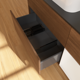 Тумба под раковину Villeroy & Boch Finion 120х50,1 см с подсветкой МДФ шпон грецкого ореха/стекло черное матовое G402GFGN