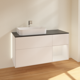 Тумба под раковину Villeroy & Boch Finion 120х50,1 см с подсветкой МДФ белый матовый лак/стекло черное матовое G402GFMT