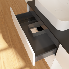 Тумба под раковину Villeroy & Boch Finion 120х50,1 см с подсветкой МДФ белый матовый лак/стекло черное матовое G402GFMT