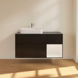 Тумба під раковину Villeroy & Boch Finion 120х50,1 см із підсвічуванням МДФ чорний матовий лак/скло чорне матове G402GFPD