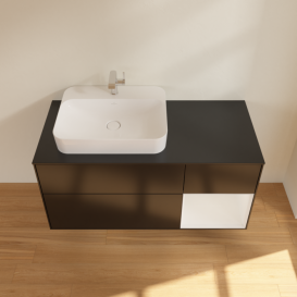 Тумба під раковину Villeroy & Boch Finion 120х50,1 см із підсвічуванням МДФ чорний матовий лак/скло чорне матове G402GFPD