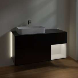 Тумба під раковину Villeroy & Boch Finion 120х50,1 см із підсвічуванням МДФ чорний матовий лак/скло чорне матове G402GFPD