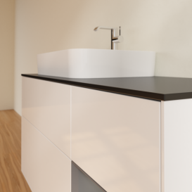 Тумба под раковину Villeroy & Boch Finion 120х50,1 см с подсветкой МДФ глянцевый белый лак/стекло черное матовое G402GKGF