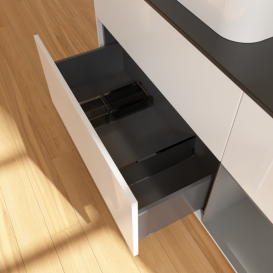 Тумба под раковину Villeroy & Boch Finion 120х50,1 см с подсветкой МДФ глянцевый белый лак/стекло черное матовое G402GKGF