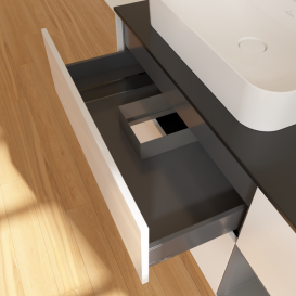 Тумба под раковину Villeroy & Boch Finion 120х50,1 см с подсветкой МДФ глянцевый белый лак/стекло черное матовое G402GKGF