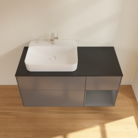 Тумба под раковину Villeroy & Boch Finion 120х50,1 см с подсветкой МДФ антрацит матовый лак/стекло черное матовое G402GKGK