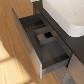 Тумба под раковину Villeroy & Boch Finion 120х50,1 см с подсветкой МДФ антрацит матовый лак/стекло черное матовое G402GKGK