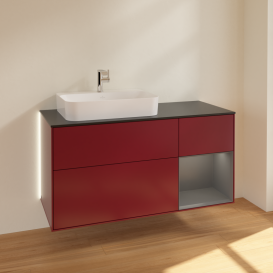 Тумба под раковину Villeroy & Boch Finion 120х50,1 см с подсветкой МДФ пион матовый лак/стекло черное матовое G402GKHB