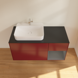 Тумба под раковину Villeroy & Boch Finion 120х50,1 см с подсветкой МДФ пион матовый лак/стекло черное матовое G402GKHB