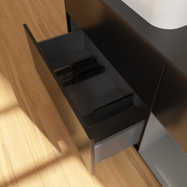 Тумба под раковину Villeroy & Boch Finion 120х50,1 см с подсветкой МДФ черный матовый лак/стекло черное матовое G402GKPD