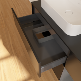 Тумба под раковину Villeroy & Boch Finion 120х50,1 см с подсветкой МДФ черный матовый лак/стекло черное матовое G402GKPD