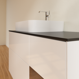 Тумба под раковину Villeroy & Boch Finion 120х50,1 см с подсветкой МДФ глянцевый белый лак/стекло черное матовое G402GNGF