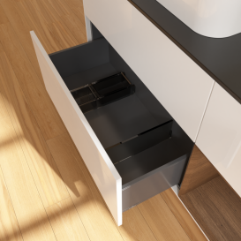 Тумба под раковину Villeroy & Boch Finion 120х50,1 см с подсветкой МДФ глянцевый белый лак/стекло черное матовое G402GNGF