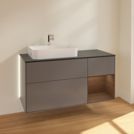 Тумба під раковину Villeroy & Boch Finion 120х50,1 см із підсвічуванням МДФ антрацит матовий лак/скло чорне матове G402GNGK