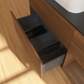 Тумба под раковину Villeroy & Boch Finion 120х50,1 см с подсветкой МДФ шпон грецкого ореха/стекло черное матовое G402GNGN