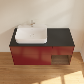 Тумба під раковину Villeroy & Boch Finion 120х50,1 см із підсвічуванням МДФ півонія матовий лак/скло чорне матове G402GNHB