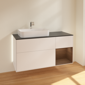 Тумба под раковину Villeroy & Boch Finion 120х50,1 см с подсветкой МДФ белый матовый лак/стекло черное матовое G402GNMT