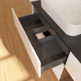 Тумба под раковину Villeroy & Boch Finion 120х50,1 см с подсветкой МДФ белый матовый лак/стекло черное матовое G402GNMT