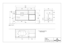 Тумба под раковину Villeroy & Boch Finion 120х50,1 см с подсветкой МДФ белый матовый лак/стекло черное матовое G402GNMT