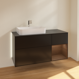 Тумба под раковину Villeroy & Boch Finion 120х50,1 см с подсветкой МДФ черный матовый лак/стекло черное матовое G402GNPD
