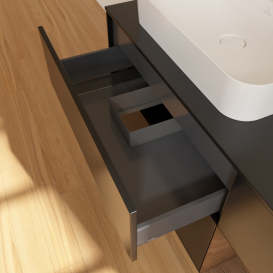 Тумба под раковину Villeroy & Boch Finion 120х50,1 см с подсветкой МДФ черный матовый лак/стекло черное матовое G402GNPD