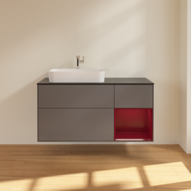 Тумба под раковину Villeroy & Boch Finion 120х50,1 см с подсветкой МДФ антрацит матовый лак/стекло черное матовое G402HBGK