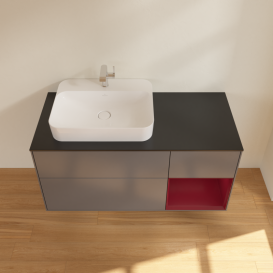 Тумба под раковину Villeroy & Boch Finion 120х50,1 см с подсветкой МДФ антрацит матовый лак/стекло черное матовое G402HBGK