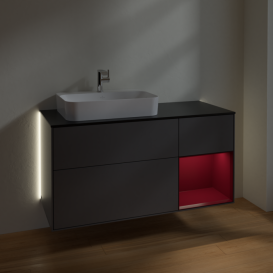 Тумба под раковину Villeroy & Boch Finion 120х50,1 см с подсветкой МДФ антрацит матовый лак/стекло черное матовое G402HBGK