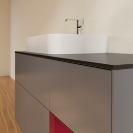 Тумба под раковину Villeroy & Boch Finion 120х50,1 см с подсветкой МДФ антрацит матовый лак/стекло черное матовое G402HBGK