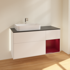 Тумба под раковину Villeroy & Boch Finion 120х50,1 см с подсветкой МДФ белый матовый лак/стекло черное матовое G402HBMT