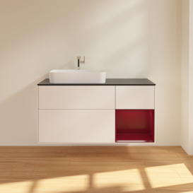 Тумба под раковину Villeroy & Boch Finion 120х50,1 см с подсветкой МДФ белый матовый лак/стекло черное матовое G402HBMT