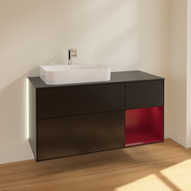 Тумба под раковину Villeroy & Boch Finion 120х50,1 см с подсветкой МДФ черный матовый лак/стекло черное матовое G402HBPD