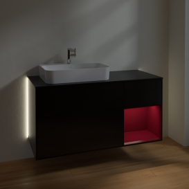 Тумба под раковину Villeroy & Boch Finion 120х50,1 см с подсветкой МДФ черный матовый лак/стекло черное матовое G402HBPD