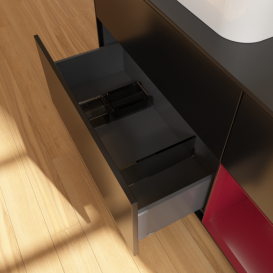 Тумба под раковину Villeroy & Boch Finion 120х50,1 см с подсветкой МДФ черный матовый лак/стекло черное матовое G402HBPD