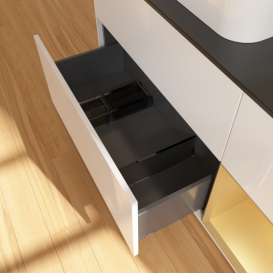 Тумба под раковину Villeroy & Boch Finion 120х50,1 см с подсветкой МДФ глянцевый белый лак/стекло черное матовое G402HFGF