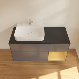 Тумба под раковину Villeroy & Boch Finion 120х50,1 см с подсветкой МДФ антрацит матовый лак/стекло черное матовое G402HFGK