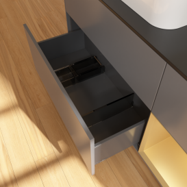 Тумба под раковину Villeroy & Boch Finion 120х50,1 см с подсветкой МДФ антрацит матовый лак/стекло черное матовое G402HFGK