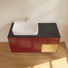 Тумба под раковину Villeroy & Boch Finion 120х50,1 см с подсветкой МДФ пион матовый лак/стекло черное матовое G402HFHB