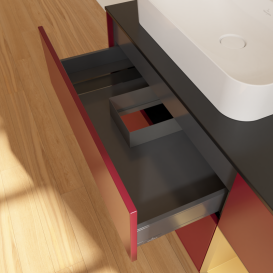 Тумба под раковину Villeroy & Boch Finion 120х50,1 см с подсветкой МДФ пион матовый лак/стекло черное матовое G402HFHB