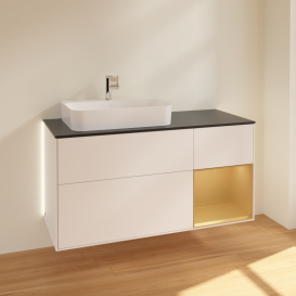 Тумба под раковину Villeroy & Boch Finion 120х50,1 см с подсветкой МДФ белый матовый лак/стекло черное матовое G402HFMT