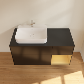 Тумба под раковину Villeroy & Boch Finion 120х50,1 см с подсветкой МДФ черный матовый лак/стекло черное матовое G402HFPD