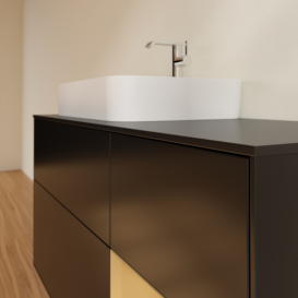 Тумба под раковину Villeroy & Boch Finion 120х50,1 см с подсветкой МДФ черный матовый лак/стекло черное матовое G402HFPD