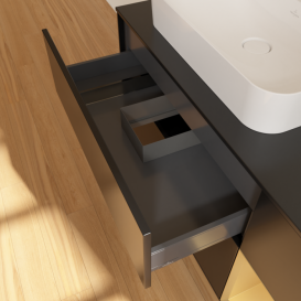 Тумба под раковину Villeroy & Boch Finion 120х50,1 см с подсветкой МДФ черный матовый лак/стекло черное матовое G402HFPD