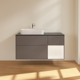 Тумба под раковину Villeroy & Boch Finion 120х50,1 см с подсветкой МДФ антрацит матовый лак/стекло черное матовое G402MTGK