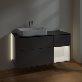 Тумба под раковину Villeroy & Boch Finion 120х50,1 см с подсветкой МДФ антрацит матовый лак/стекло черное матовое G402MTGK