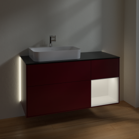 Тумба под раковину Villeroy & Boch Finion 120х50,1 см с подсветкой МДФ пион матовый лак/стекло черное матовое G402MTHB