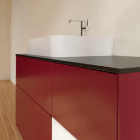 Тумба под раковину Villeroy & Boch Finion 120х50,1 см с подсветкой МДФ пион матовый лак/стекло черное матовое G402MTHB