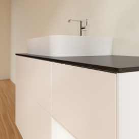 Тумба под раковину Villeroy & Boch Finion 120х50,1 см с подсветкой МДФ белый матовый лак/стекло черное матовое G402MTMT