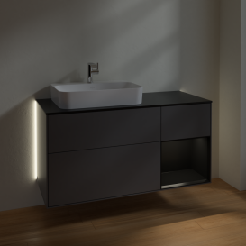 Тумба под раковину Villeroy & Boch Finion 120х50,1 см с подсветкой МДФ антрацит матовый лак/стекло черное матовое G402PDGK